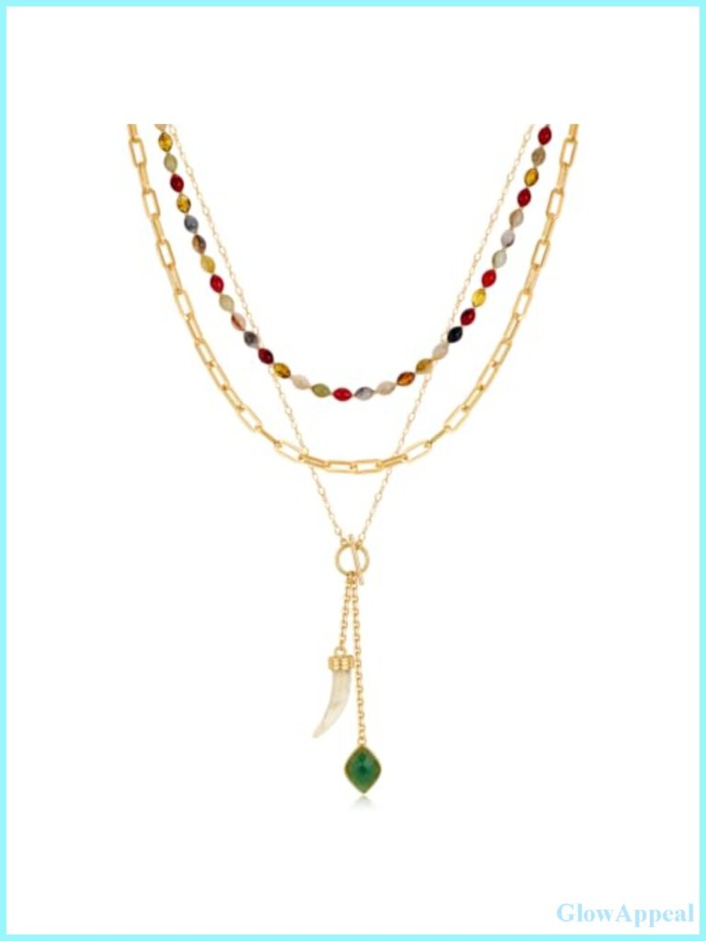 14K Gold Plated Layered Necklace Set Beaded Cross Star Heart Pendant